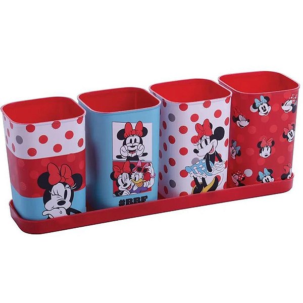 Acessório para Mesa Minnie Porta Lápis 4 Peças