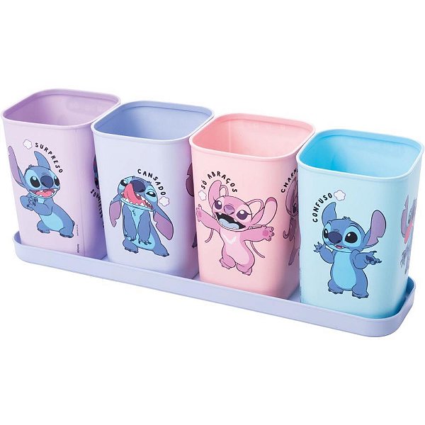 Acessório para Mesa STITCH Porta Canetas - Conjunto com 4 Peças