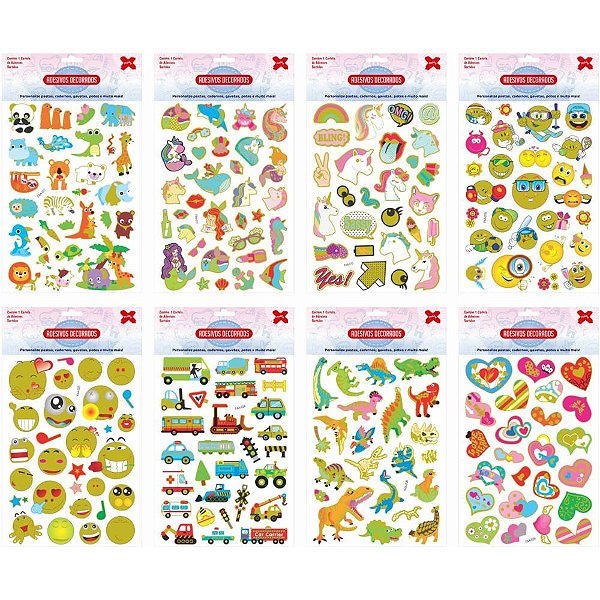Adesivos Decorados BIG MIX 15X26CM Cartela Sortidos Pacote com 16 Unidades