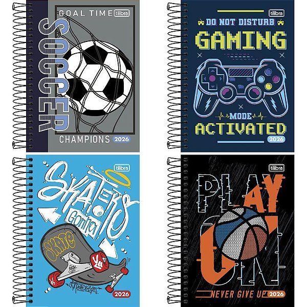 Agenda 2024 D+ Masculina CD Espiral 176 Folhas Pacote com 04