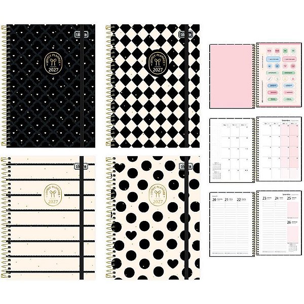 Agenda Planner 2024 WEST Village CD Espiral 80 Folhas Pacote com 5