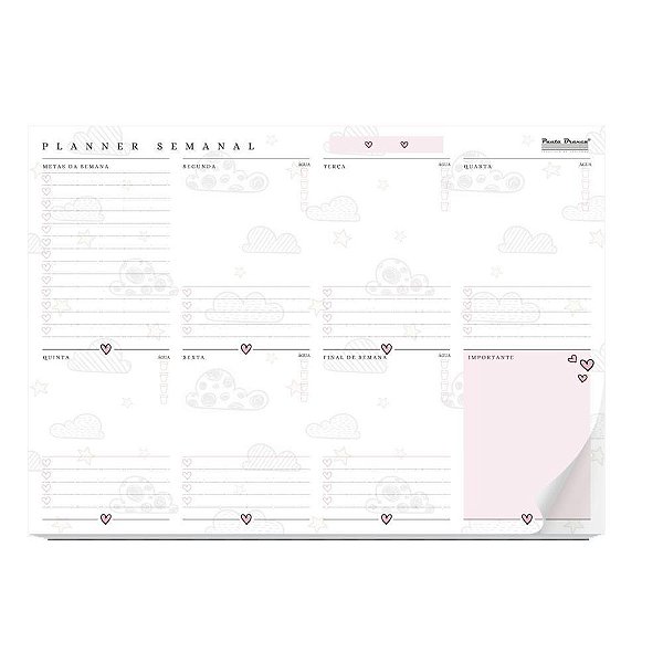Agenda Planner Permanente Semanal de Mesa 36 Folhas Pacote com 05