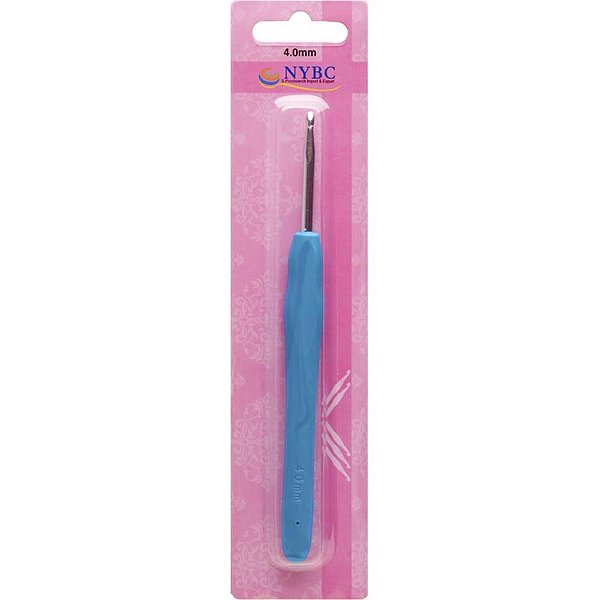 Agulha para Crochê Tamanho 4.0MM Cabo Silicone Azul