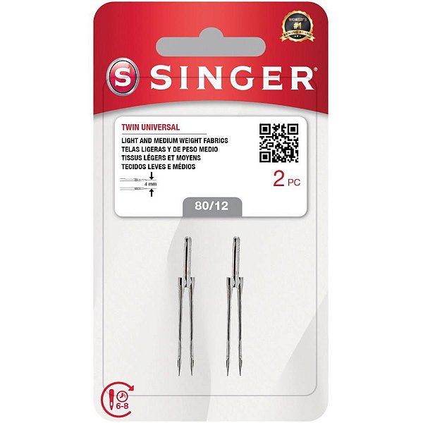 Agulha para Maquina Singer TAM014 Ponta Dupla 3MM BL.C/02