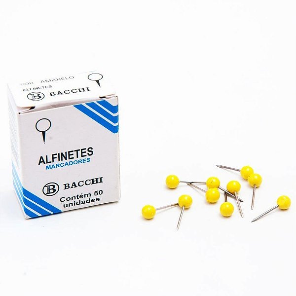 Alfinete Mapa Amarelo Caixa com 50 Peças Pacote com 10