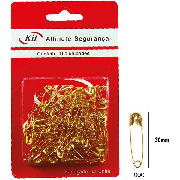 Alfinete de Segurança Nº 0 Dourado - Pacote com 100