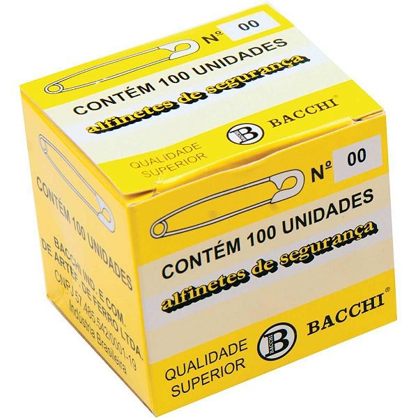 Alfinete de Segurança N° 00 AÇO Niquelado - Caixa com 100