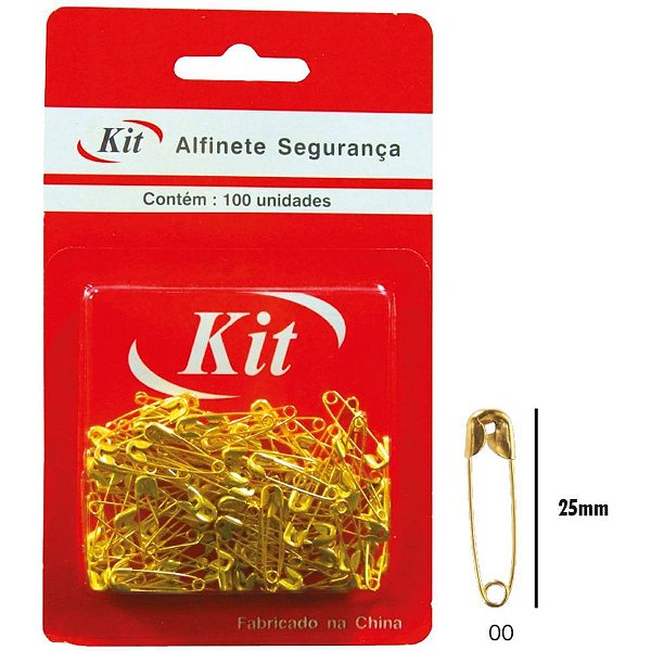 Alfinete de Segurança N°00 Dourado – Pacote com 100 Unidades
