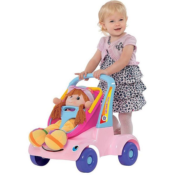Andador Bebê Passeio Boneca Rosa