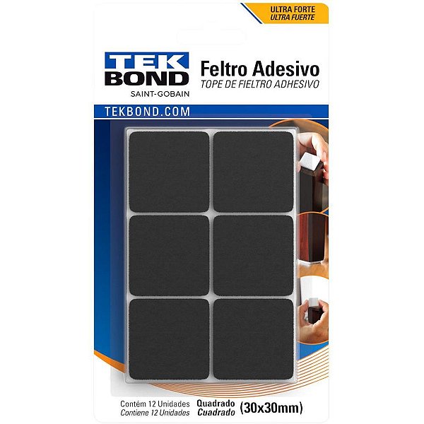 ANTI-IMPACTO e Segurança Feltro Adesivo Quadrado 30MM Pacote com 12