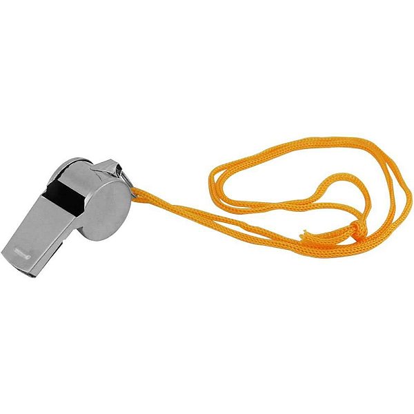 Apito Grande SPORT de Metal com Cordão Pacote com 2