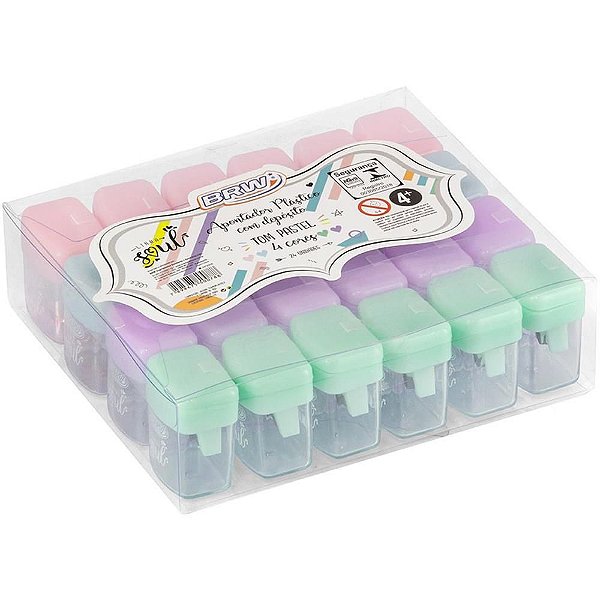 Apontador com Depósito Soul 4 Cores Pastel (S) Pote 24
