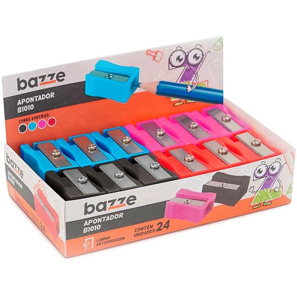 Apontador sem Depósito Bazze B1010 Cores Sortidas - Caixa com 24