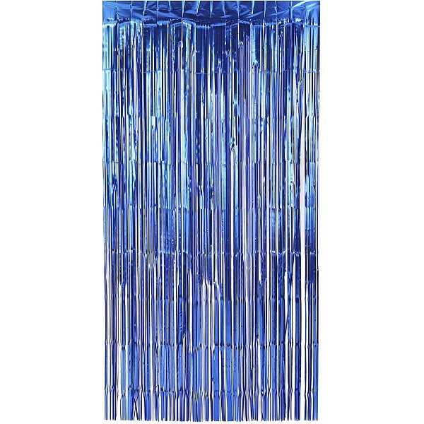 Cortina Metalizada Azul 1X2M - Decoração Festiva