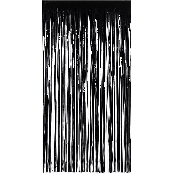 Cortina Metalizada Preta para Decoração 1X2M