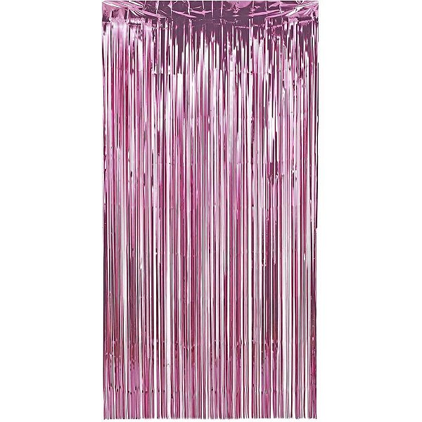 Cortina Metalizada Rosa 1X2M para Decoração