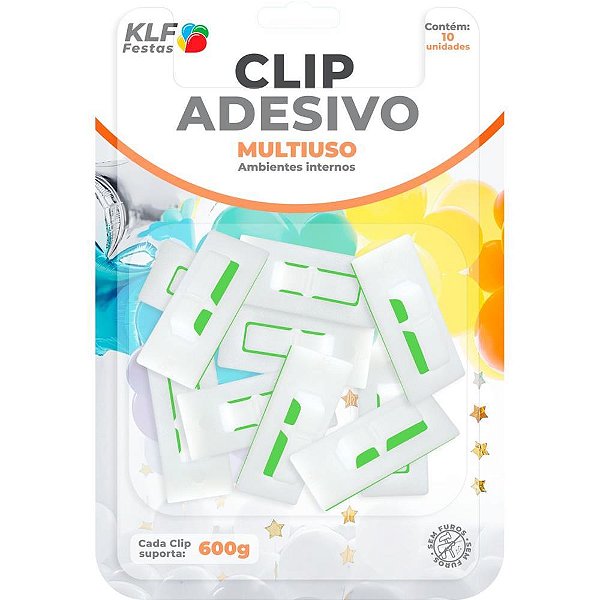 Clip Adesivo Multiuso para Fixação - Pacote com 10 Unidades