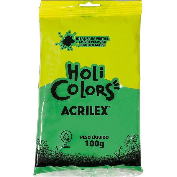 Artigo para Festa Holi Colors 100G Verde Bandeir CX com 10