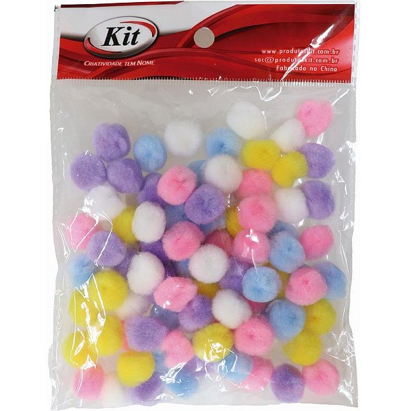 Aviamento Pompom Multicolor 1 15MM com 80 Unidades