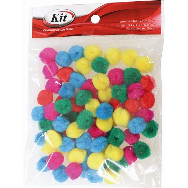 Aviamento Pompom Multicolor  15MM com 80 Unidades