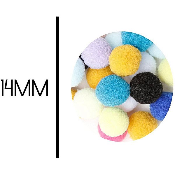 Aviamento Pompom Multicor 14MM com 100 Unidades