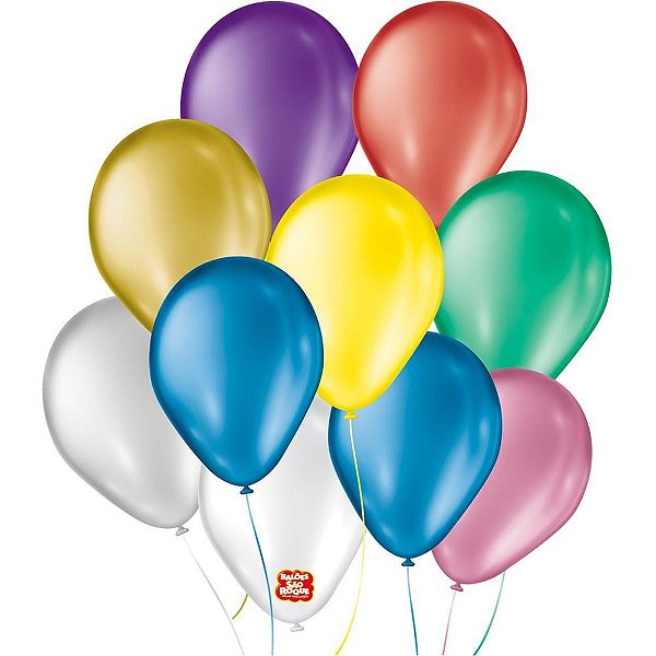 Balão Cintilante N070 Cores Sortidas - Pacote com 50 Unidades