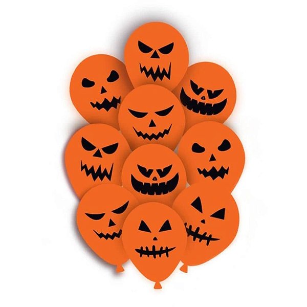 Balão Decorado N012 Caras Malvadas Laranja PCT com 10