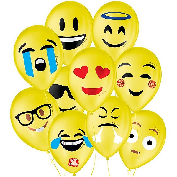 Balão Decorado N090 Emoções Modelos Sortidos Pacote com 25