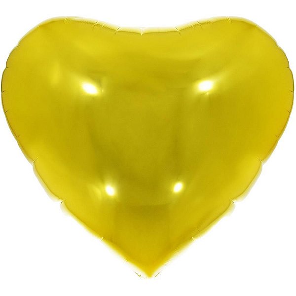 Balão Metalizado Decorado Coração Dourado 45CM
