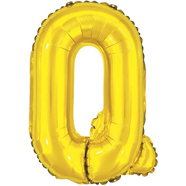 Balão Metalizado Letra Q Dourado 40CM
