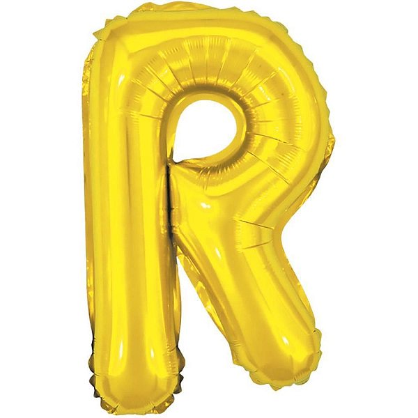 Balão Metalizado Letra R Dourado 40CM