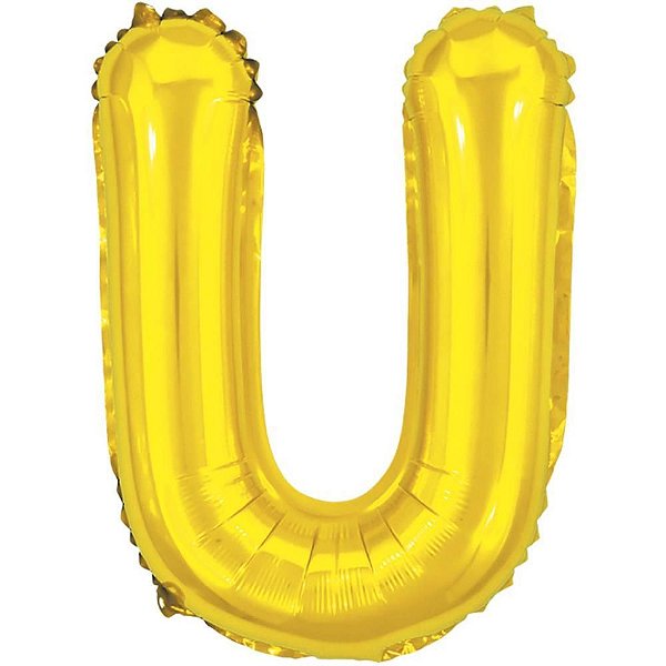 Balão Metalizado Letra U Dourado 40CM