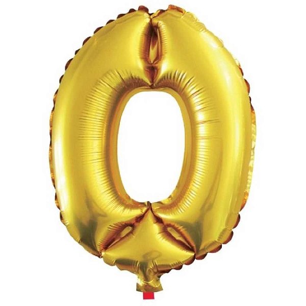 Balão Metalizado Número 0 Dourado 40CM