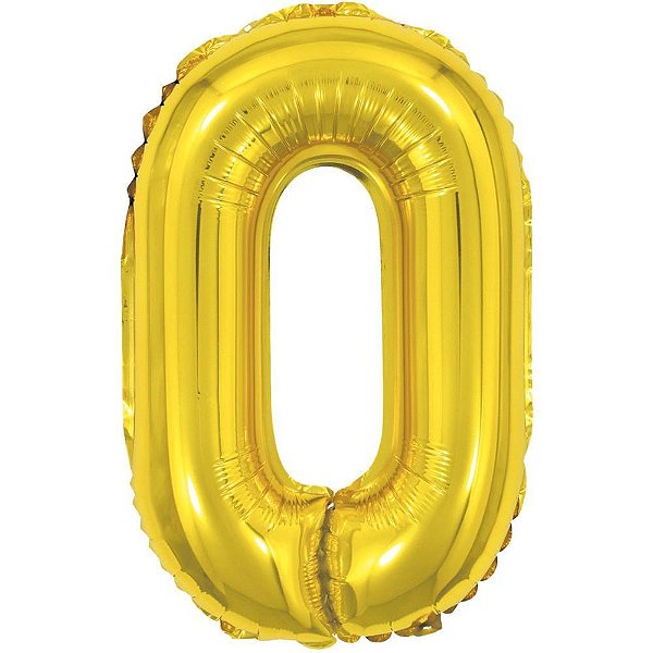 Balão Metalizado Numero 0 Dourado 40CM.