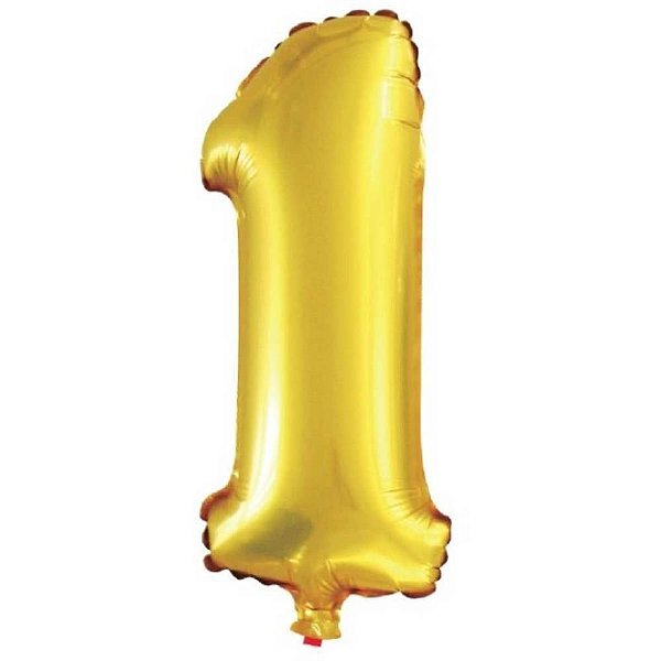 Balão Metalizado Número 1 Dourado 40CM
