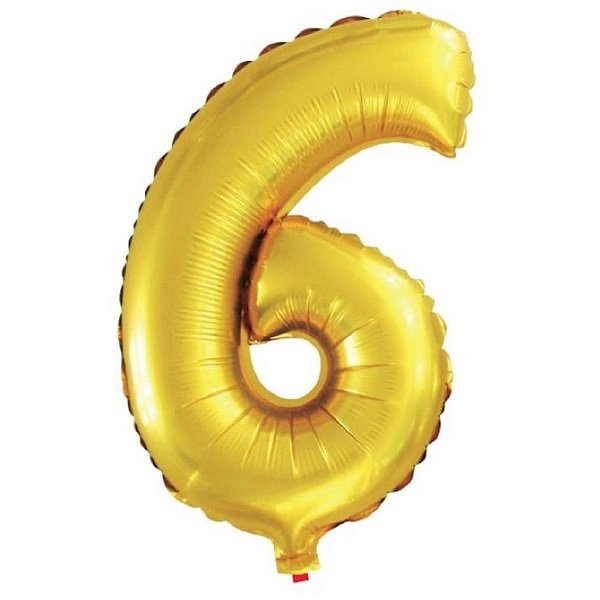 Balão Metalizado Número 6 Dourado 40CM
