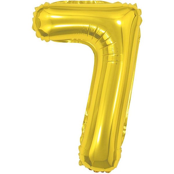 Balão Metalizado Numero 7 Dourado 40CM.
