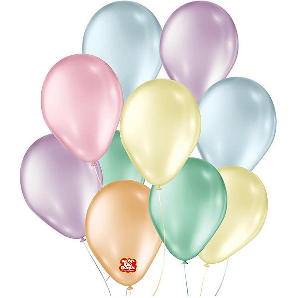 Balão Pérolado N070 T Pastel Sortido - Pacote com 25