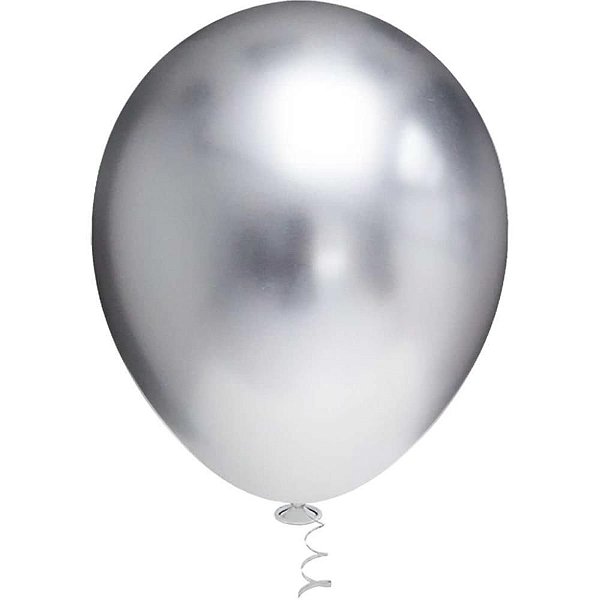 Balão Redondo N°10 Platino Prata Pacote com 25 Unidades