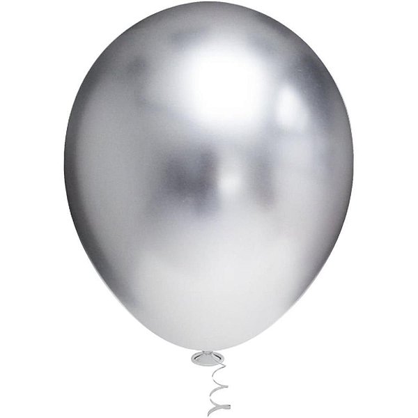 Balão Redondo Platino N°09 Prata - Pacote com 25 Unidades