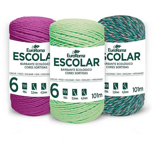 Barbante Colorido 100G 4/6 Fios Rolo 101M Sortido PCT com 06