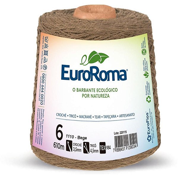 Barbante Colorido Euroroma 600G 4/6 Fios 610M - Bege