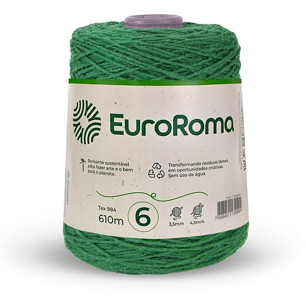 Barbante Colorido Euroroma 600G 4/6 Fios 610M Verde Bandeira