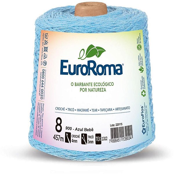 Barbante Colorido 600G 4/8 Fios 457M Azul Bebê