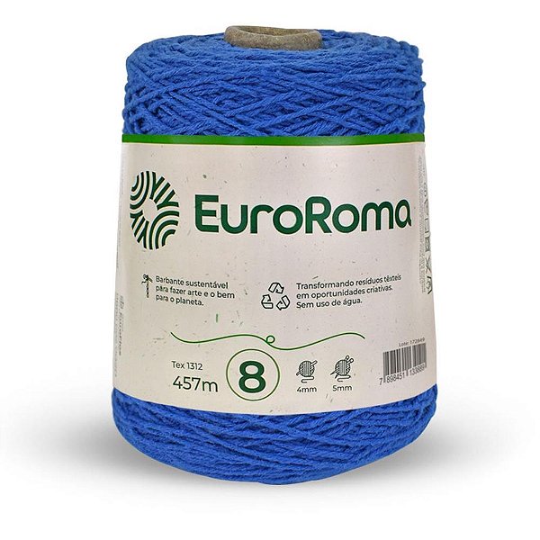 Barbante Colorido 600G 4/8 Fios 457M Azul Royal Euroroma