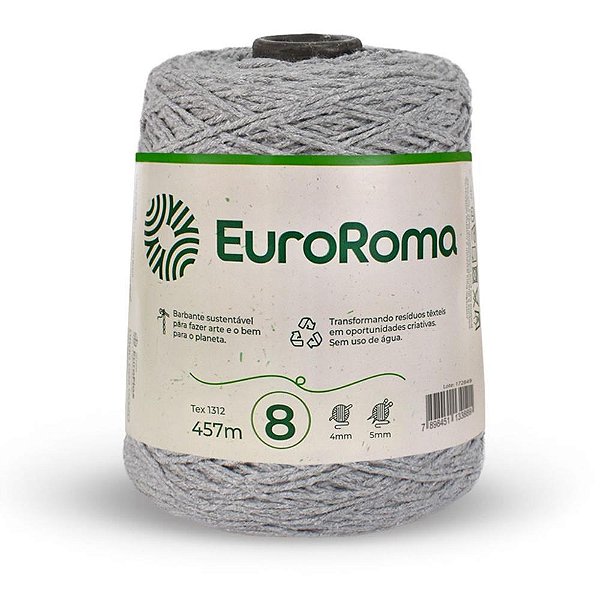 Barbante Colorido Euroroma 600G 4/8 Fios 457M Cinza