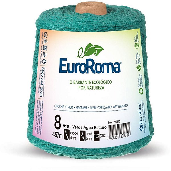 Barbante Colorido 600G 4/8 Fios 457M Verde água Escuro