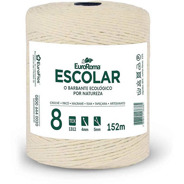 Barbante CRU 200G Escolar 4/8 Fios RL 152M - Pacote com 4 Unidades