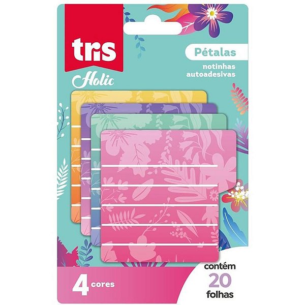 Bloco de Recado Autoadesivo 45X45MM TRIS Petalas 4CORES 20