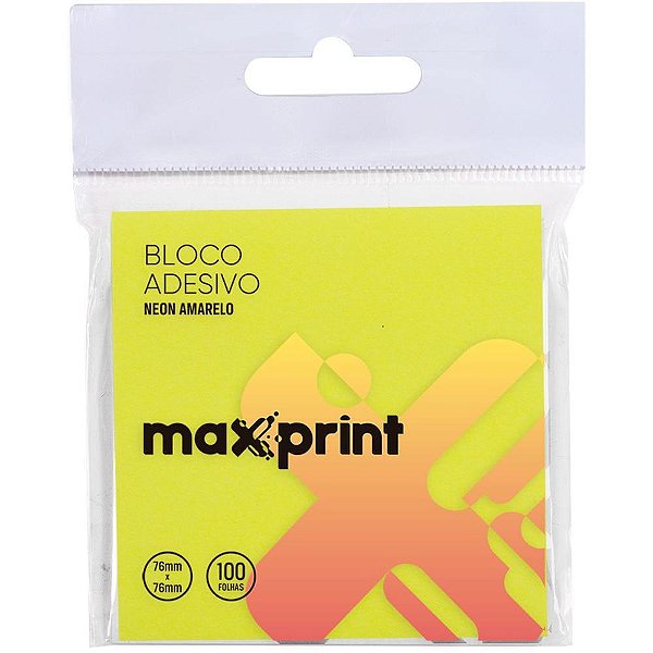 Bloco de Recado Autoadesivo 76X76MM Amarelo Neon 100 Folhas